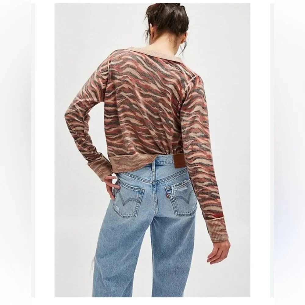 Free People Nocturnal Patterned Cardi in Brown